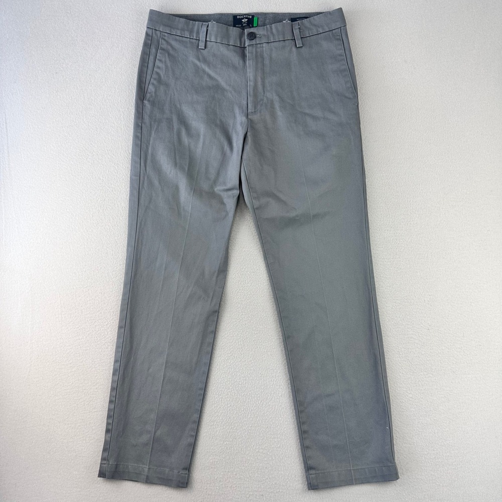 Dockers Stain Defender‎ Slim Chino Pants Mens 33 Gray Stretch Preppy Golf Office